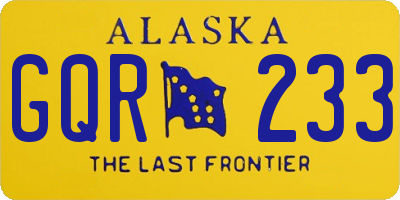 AK license plate GQR233