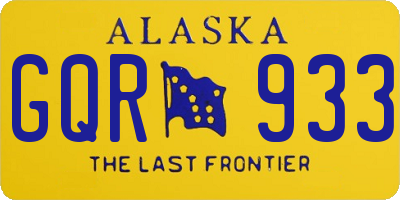 AK license plate GQR933