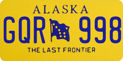 AK license plate GQR998