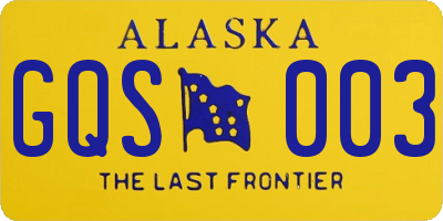 AK license plate GQS003