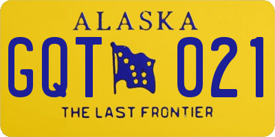 AK license plate GQT021