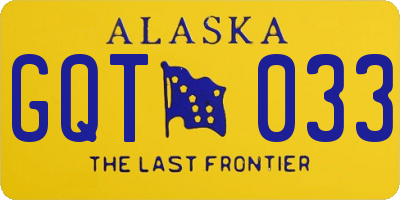 AK license plate GQT033