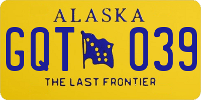AK license plate GQT039