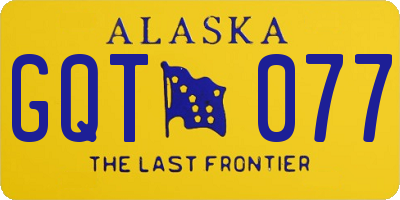 AK license plate GQT077