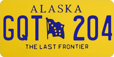AK license plate GQT204