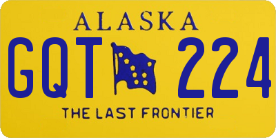 AK license plate GQT224