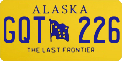 AK license plate GQT226