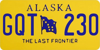 AK license plate GQT230