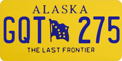 AK license plate GQT275