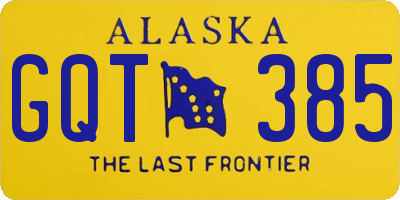 AK license plate GQT385