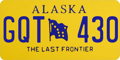 AK license plate GQT430