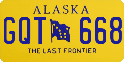 AK license plate GQT668