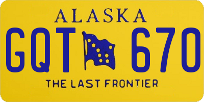 AK license plate GQT670