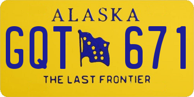 AK license plate GQT671