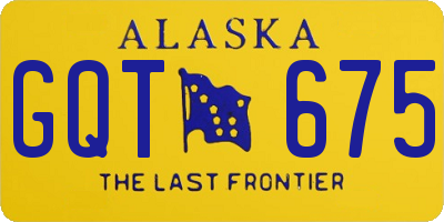 AK license plate GQT675