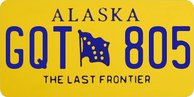 AK license plate GQT805