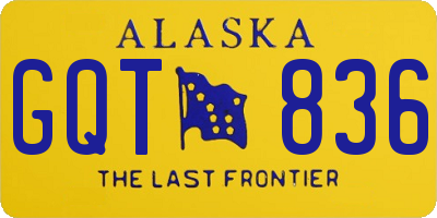 AK license plate GQT836