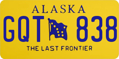 AK license plate GQT838