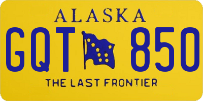 AK license plate GQT850