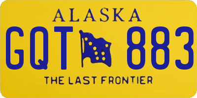 AK license plate GQT883
