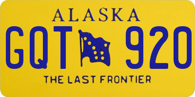 AK license plate GQT920