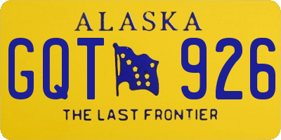 AK license plate GQT926