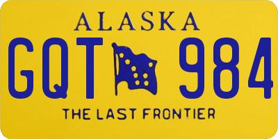 AK license plate GQT984