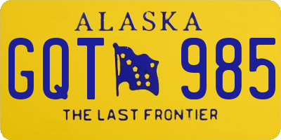 AK license plate GQT985