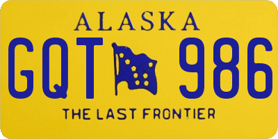 AK license plate GQT986