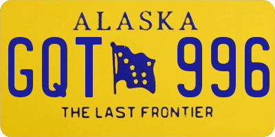 AK license plate GQT996