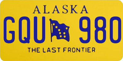 AK license plate GQU980