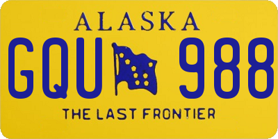 AK license plate GQU988