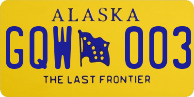 AK license plate GQW003