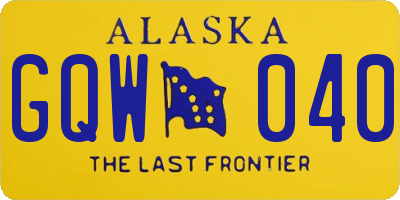 AK license plate GQW040