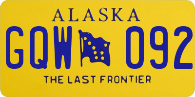 AK license plate GQW092