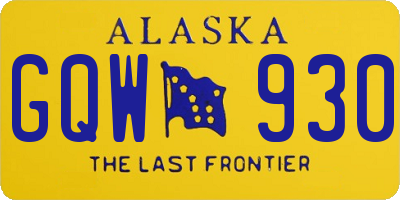 AK license plate GQW930