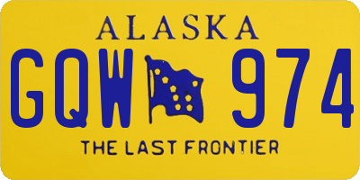 AK license plate GQW974