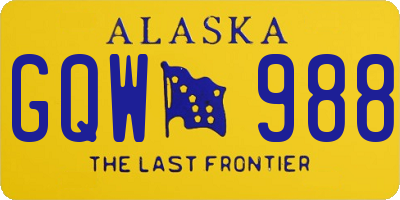 AK license plate GQW988