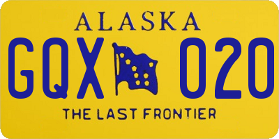 AK license plate GQX020