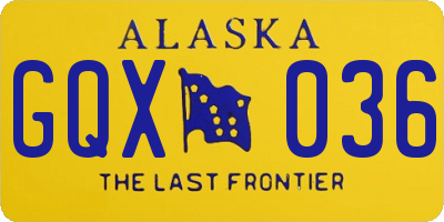 AK license plate GQX036