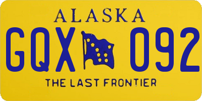 AK license plate GQX092