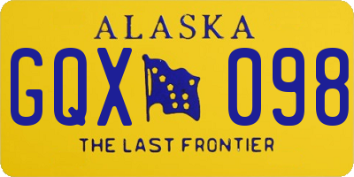 AK license plate GQX098