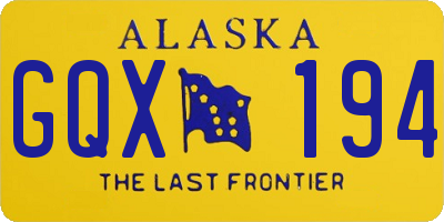 AK license plate GQX194