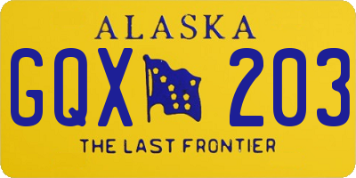 AK license plate GQX203