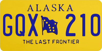 AK license plate GQX210