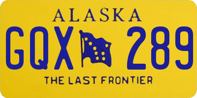 AK license plate GQX289