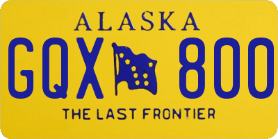 AK license plate GQX800