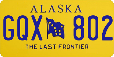 AK license plate GQX802