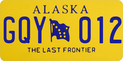 AK license plate GQY012