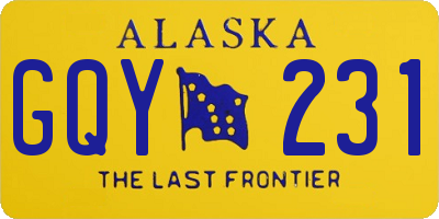 AK license plate GQY231